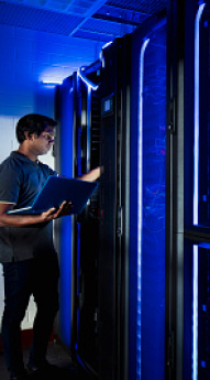 Technician as server racks