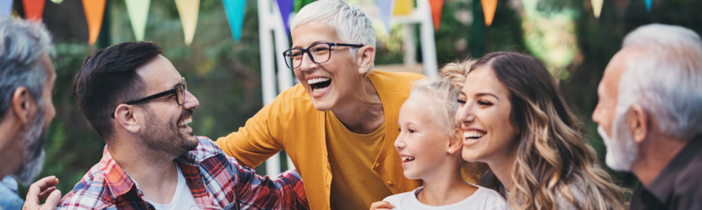 A family laughing together