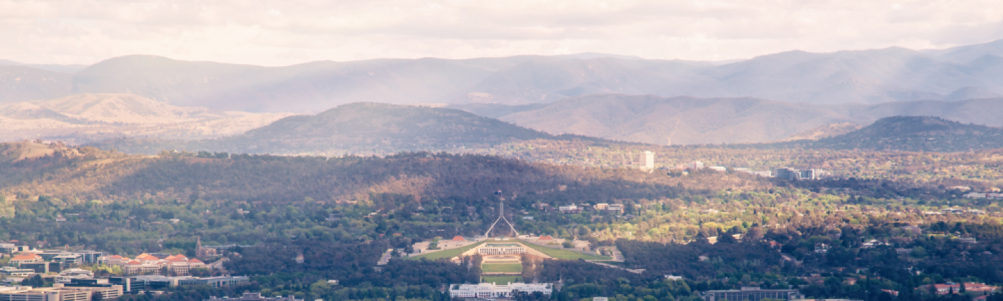 View towards Parliament House from Mt Ainslie