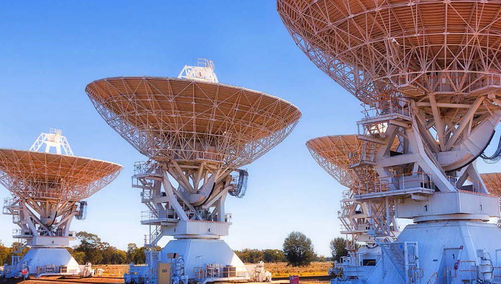 Located about 500km north-west of Sydney in rural New South Wales, the Australian Telescope Compact Array is an array of six 22-m antennas used for radio astronomy.