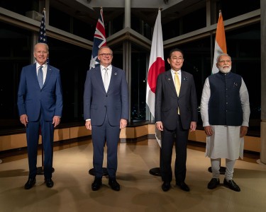 Quad family photo 2023: Joseph R. Biden, Jr, President of the United States, the Hon Anthony Albanese MP, Prime Minister of Australia, Kishida Fumio, Prime Minister of Japan, Shri Narendra Modi, Prime Minister of India.