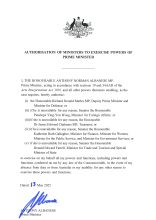 Authorisation of ministers to exercise powers of Prime Minister: 13 May 2025.