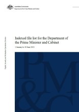 Indexed file list for the Department of the Prime Minister and Cabinet