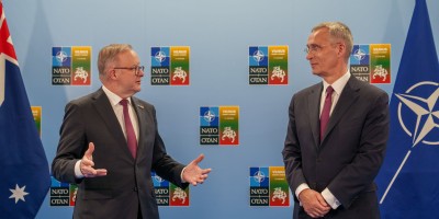 Hon Anthony Albanese MP, Prime Minister of Australia and Jens Stoltenberg, Secretary General of NATO at the NATO Summit in Vilnius, Lithuania.